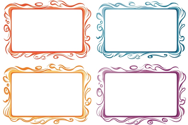 Photo vector ornamental squiggle frame collection set