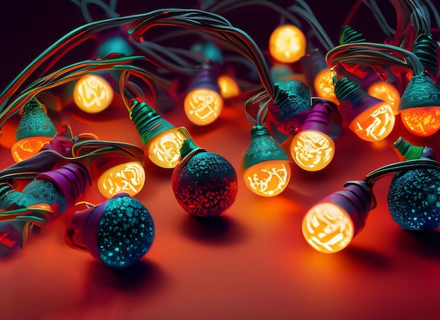 vector pack colored lights of Christmas wires