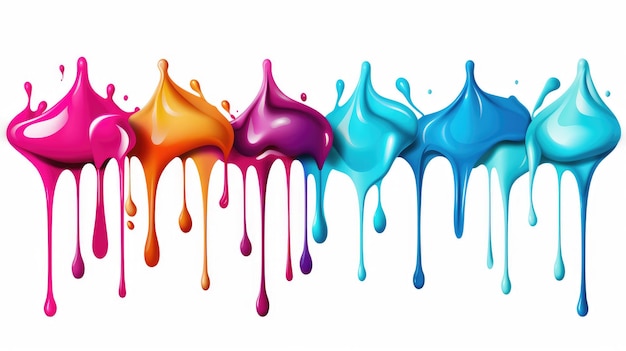 Vector paint dripping into water white background