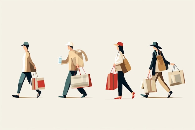 vector people carrying shopping bags