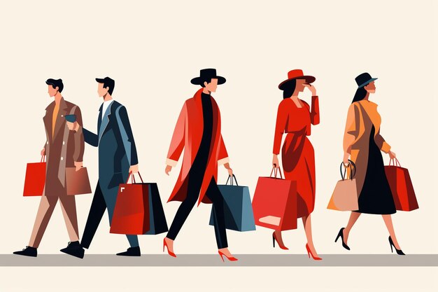 vector people carrying shopping bags