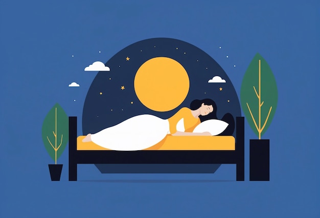 Photo vector person sleeping in bed