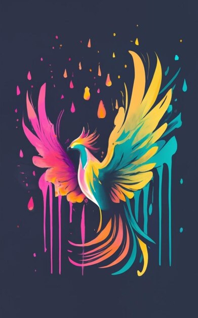 Vector Phoenix Illustratie voor T-shirt ontwerp Digitale kunst Achtergrond Waterkleur Splashes