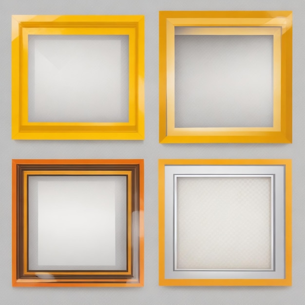 vector photo frames with tape on transparent background