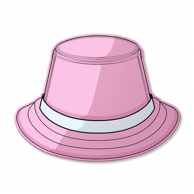 vector pink bucket hat sticker with a white border vector