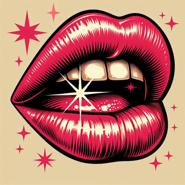 Photo vector pinup style lip print