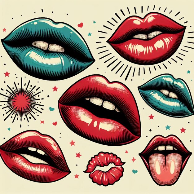 Photo vector pinup style lip print