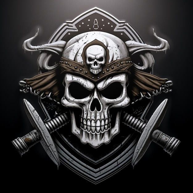 Photo vector pirates skull logo design illustration image ai generated art