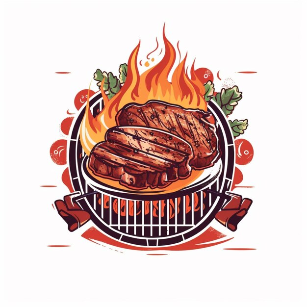 Foto vector platte bbq-logo witte achtergrond