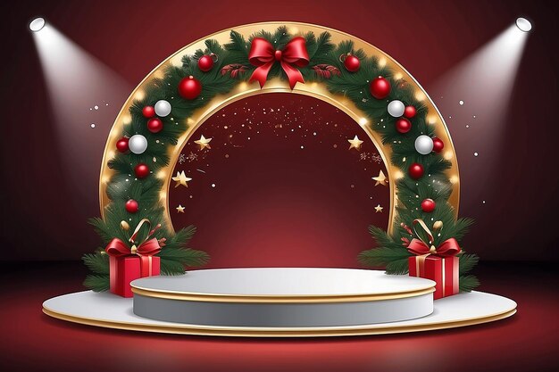 Vector Podium Stage Product display Showcase design with festive background