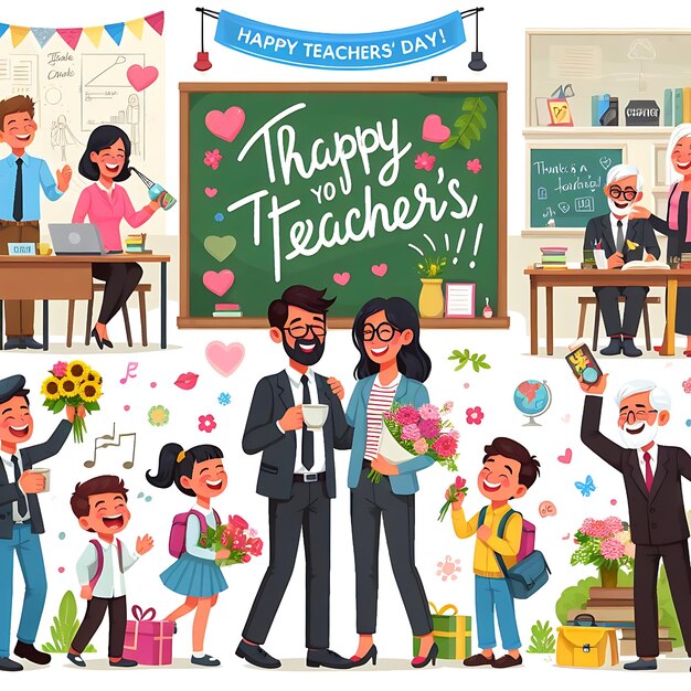 Photo vector a poster of a happy teachers day poster with a teachers teacher on it