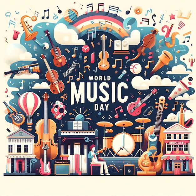 vector a poster of music is shown with a world of music