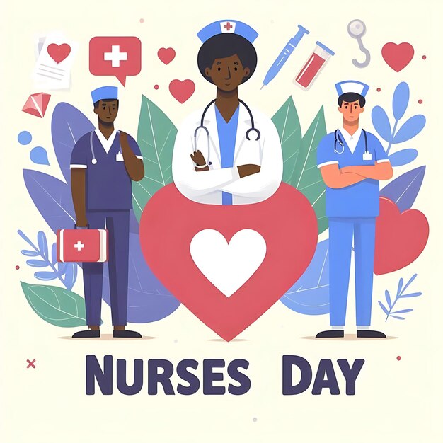 Photo vector a poster of nurses day day with a heart that says nurses day day day