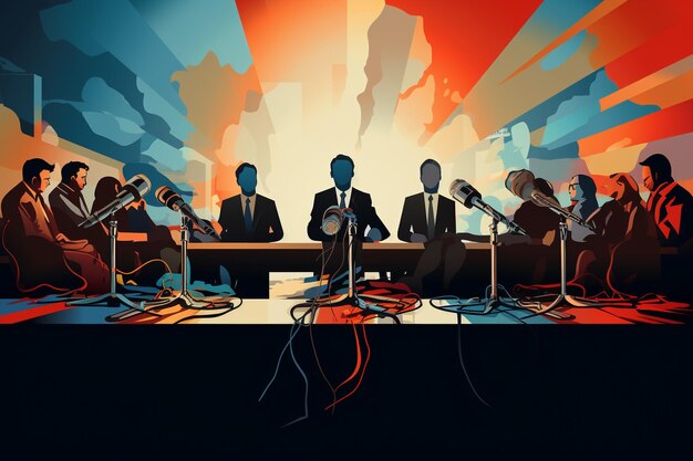 vector press conference concept