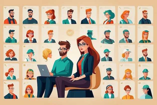 Vector profession characters man and woman Programmer or designer