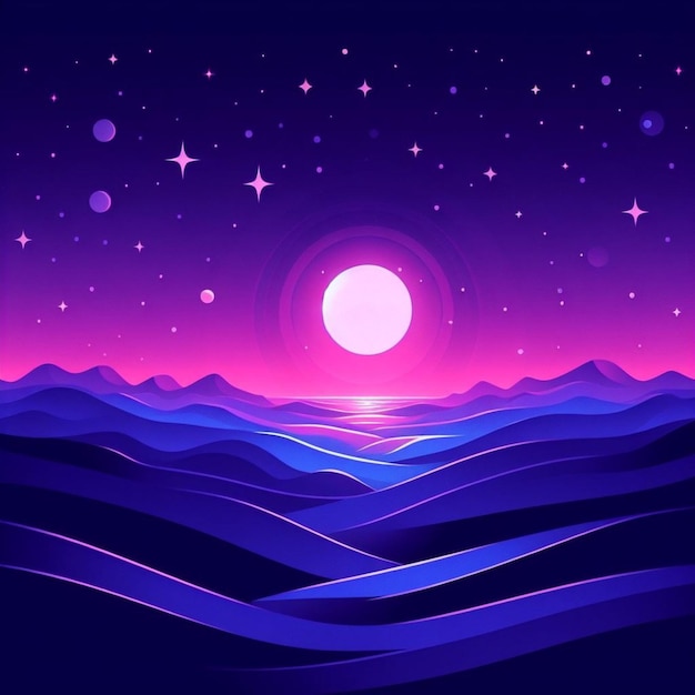 Вектор фиолетовый галактический ландшафт