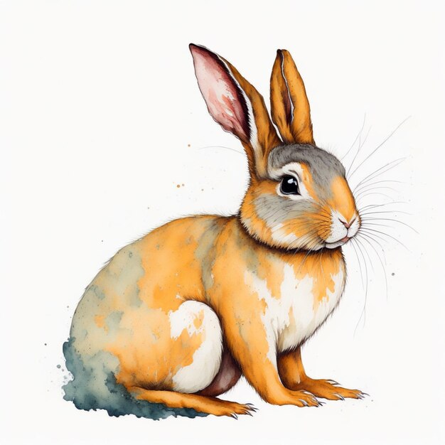 Vector rabbit watercolor illustration