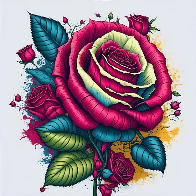 Vector ready to print colorful graffiti rose illustration