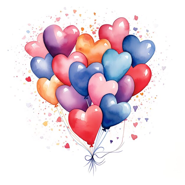 Photo vector realistic bunch of flying glossy balloons multicolored filled with helium