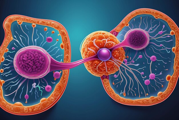 Vector realistic illustration of a cell under a microscope