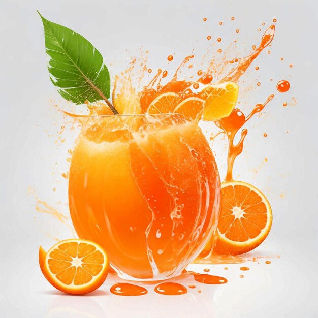 vector realistic orange splash and fruit