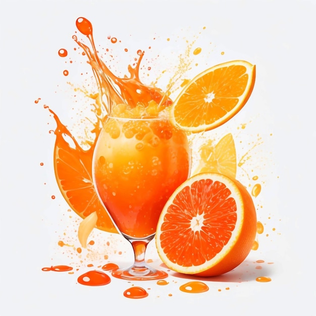 vector realistic orange splash and fruit