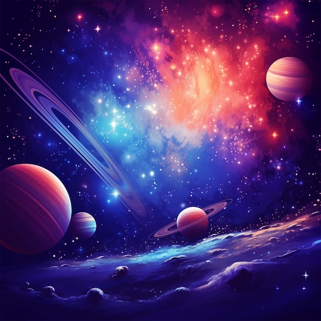 vector realistic stars and planets background