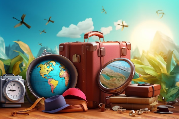 vector realistic travel background with elements