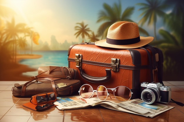 vector realistic travel background with elements