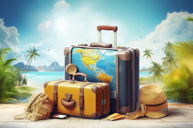 vector realistic travel background with elements