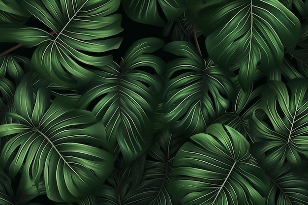 Vector realistic tropical leaves background