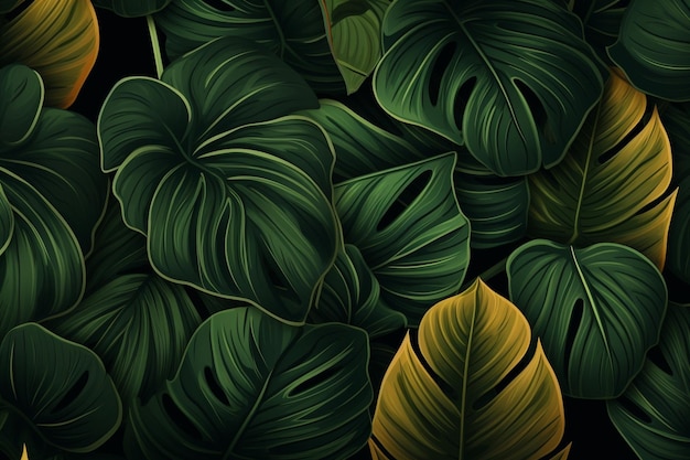 Vector realistic tropical leaves background