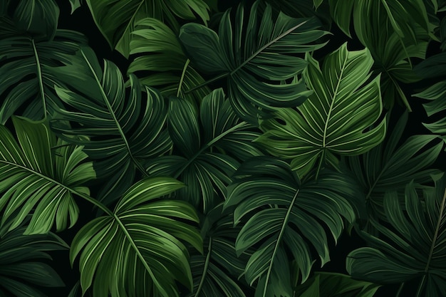 Vector realistic tropical leaves background