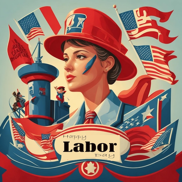 Premium AI Image vector realistic USA labour day theme