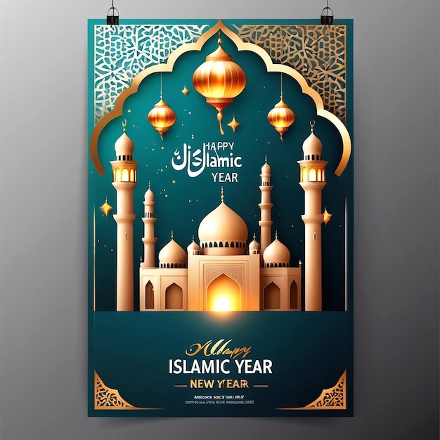 Vector Realistic Vertical Poster Template For Islamic New Year Celebration