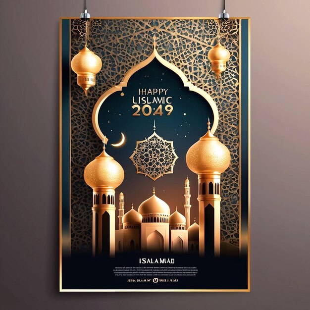 Vector Realistic Vertical Poster Template For Islamic New Year Celebration