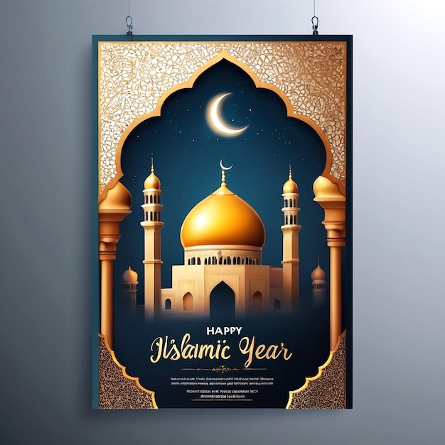 Vector Realistic Vertical Poster Template For Islamic New Year Celebration