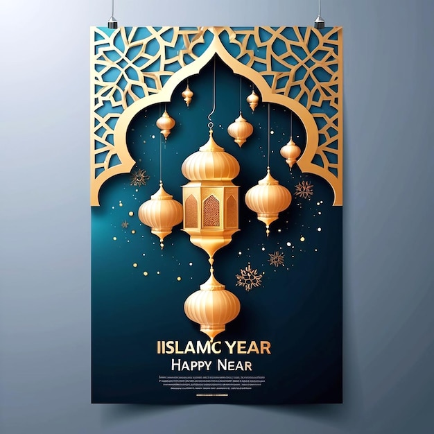 Vector Realistic Vertical Poster Template For Islamic New Year Celebration