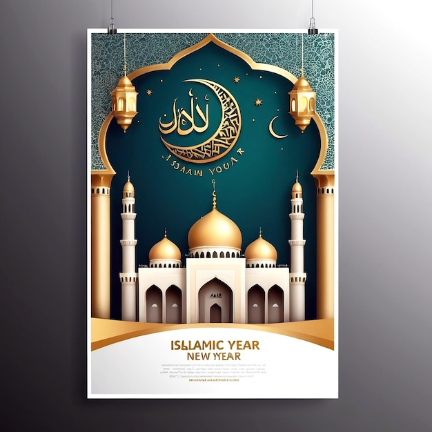 Vector Realistic Vertical Poster Template For Islamic New Year Celebration