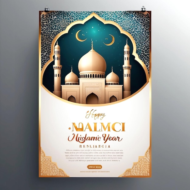 Vector Realistic Vertical Poster Template For Islamic New Year Celebration