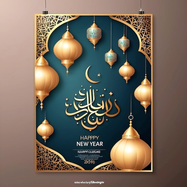 Vector Realistic Vertical Poster Template For Islamic New Year Celebration