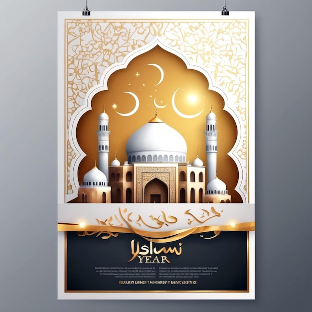 Photo vector realistic vertical poster template for islamic new year celebration