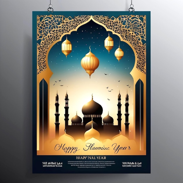 Vector Realistic Vertical Poster Template For Islamic New Year Celebration