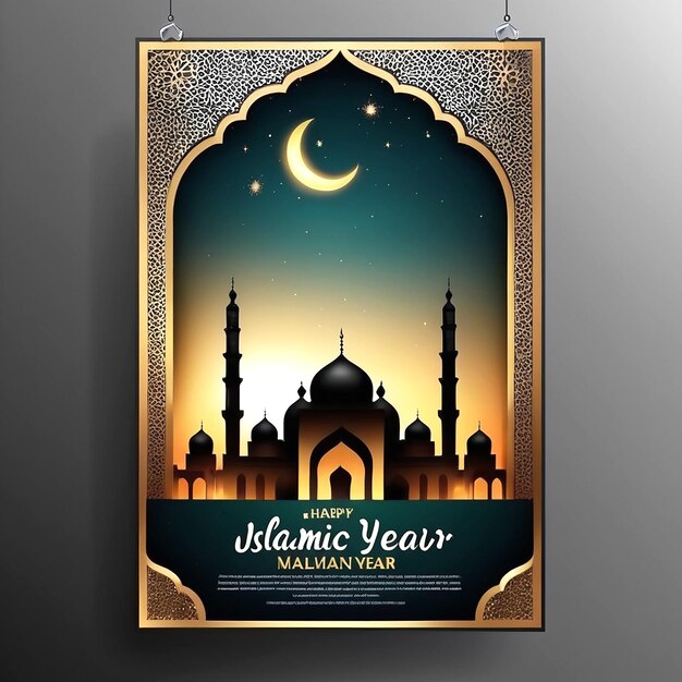 Vector realistische verticale poster sjabloon voor de Islamitische Nieuwjaarsviering