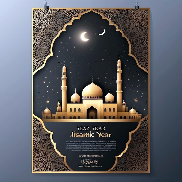 Vector realistische verticale poster sjabloon voor de Islamitische Nieuwjaarsviering