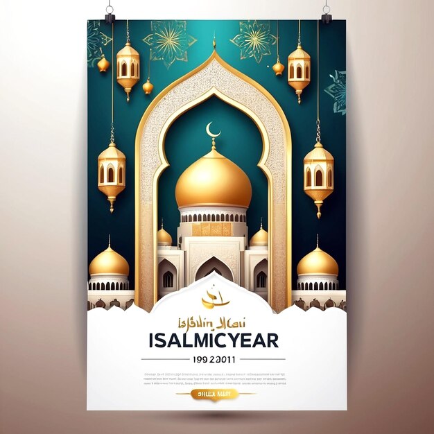 Vector realistische verticale poster sjabloon voor de Islamitische Nieuwjaarsviering