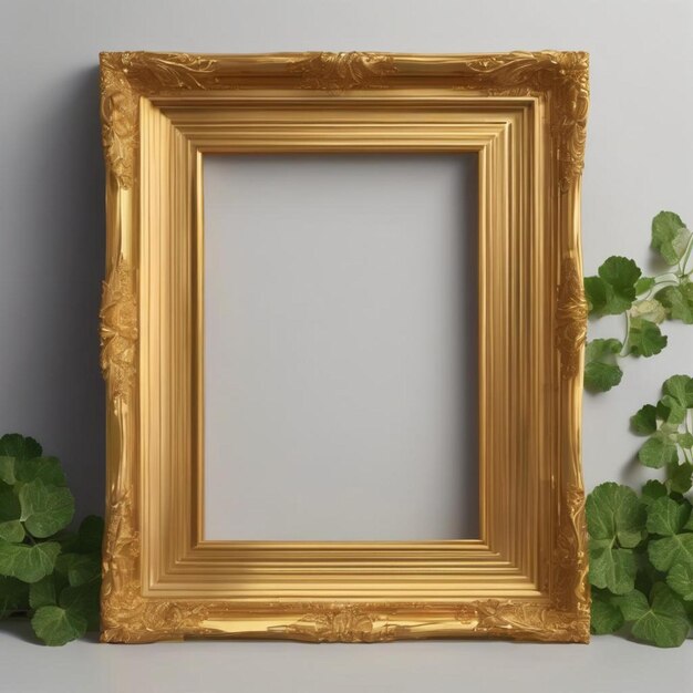 Vector rectangle pennywort golden frame vector