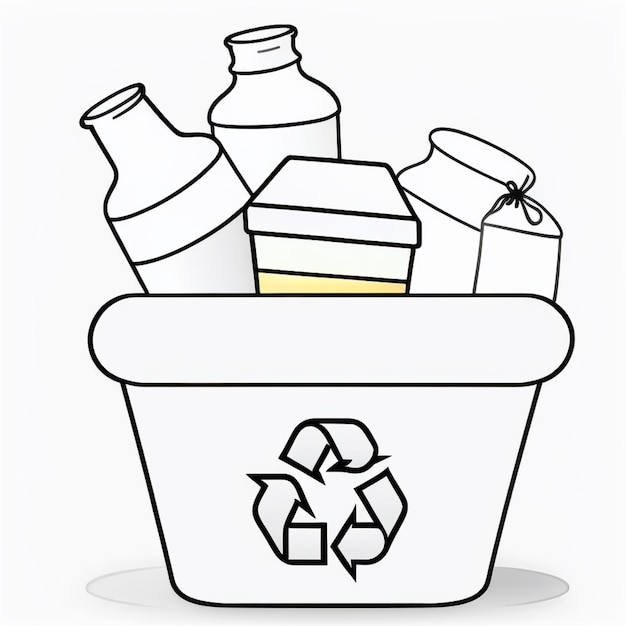 Photo a vector of recycle bin in black and white sketch