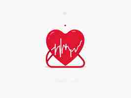 Photo vector red medical heartbeat line vector heart shape graphic in health charity concept