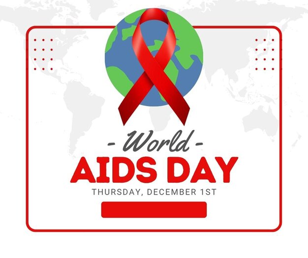 Vector rood lint hulpmiddelen symbool hangen op de vinger voor wereld aids dag illustratie